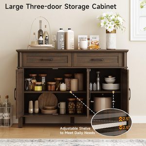 SENYU Buffet <b>Cabinet</b> with Storage, Buffet <b>Cabinet</b> with Drawers and Doors, Coffee <b>Bar</b> <b>Cabinet</b> with Adjustable Shelves - Product Image 3