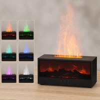 Humidificateur ODIS Flame, diffuseur d'arômes d'huiles essentielles sans eau de 150 ml, effet cheminée simulée, brume portable USB pour voiture et bureau