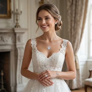Romantico Set di Gioielli in Argento S925 con Moissanite a Forma di Cuore, Regalo Promessa Sentimentale per Coppie, Gioielli per Anniversario - Product Image 5
