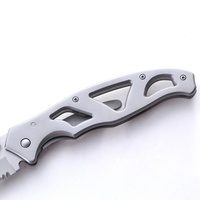 Couteau de poche pliant d'extérieur en acier inoxydable, finition sablée, manche creux, couleur gris argent titane