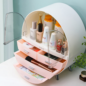 Hàn Quốc thời trang trang điểm tổ chức cho phòng tắm Vanity vòng hình dạng 4 lớp mỹ phẩm lưu trữ hộp chăm sóc da hiển thị trường hợp W/ngăn kéo - Product Image 4