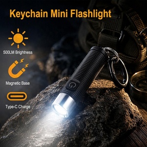 Mini lampe torche portable EDC pour porte-clés, 500 lumens, étanche IPX4, rechargeable par USB-C, pour situations d'urgence <span class=keywords><strong>en</strong></span> extérieur - Product Image 2
