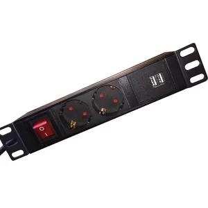 Power Strip with Mounting Bracket 2 Way European Sockets 2USB-A PDU