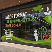 Pantalla LED Transparente de Gran Formato para Entrada de Supermercado, Pared de Vidrio, Ventana de Vidrio Completa