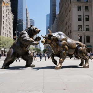 Plaza de la ciudad al aire libre personalizada, decoración pública, estatua de Animal fundido de bronce grande moderna, Toro y oso gigante frente a cada escultura de bronce - Product Image 6