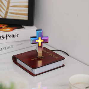 Innovative Technology Novelty Gifts Unique Home Decoration Automatic Rotating RGB Magnetic Floating Colorful Cross Living Room - Product Image 1