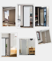 Stores pliants modernes pour portes et fenêtres coulissantes, en aluminium et tissu non-tissé alvéolé, rétractables