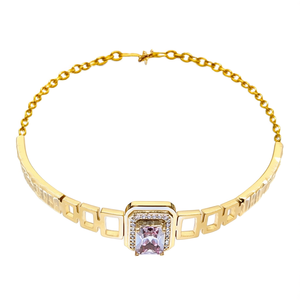Brazalete de Cristal con Baño de Oro PVD, Acero Inoxidable 316L, Diseño de Bisel Cuadrado con Incrustaciones de Piedras, Joyería de Moda Unisex - Product Image 2