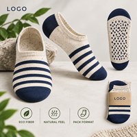Marineblaue Creme-Bambus-Socken mit Fasertextur, Natürlicher Sitz, Transparenz, Pflegeanleitung, Verstärkte Stresszonen, Chargenkontrolle