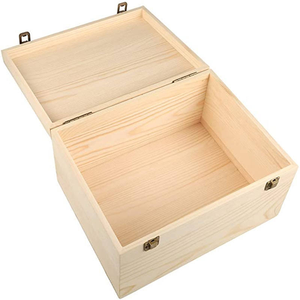 Grande boîte à souvenirs <span class=keywords><strong>en</strong></span> bois avec couvercle à charnières, serrure rétro, <span class=keywords><strong>en</strong></span> pin naturel non fini, pour le bricolage, les bijoux - Product Image 3