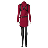 Costume de cosplay d'Ada Wong rouge pour adulte, ensemble de 4 pièces, en polyester, pour femmes, idéal pour les fêtes d'Halloween