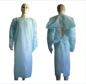 Lange Mouw Wegwerp Plastic Waterdichte Isolatie Cpe Gown Blue Kleur