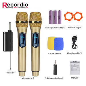 Micrófono de mano inalámbrico con receptor recargable, dispositivo <span class=keywords><strong>profesional</strong></span> VHF Universal de 2 canales, GAW-012B, el precio más bajo, 2022 - Product Image 6