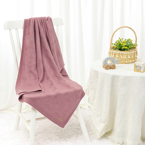 Ins nuovo Design tinta unita Super morbido cotone organico OEM OEKO bambino lavorato a maglia lenzuola Swaddle <span class=keywords><strong>passeggino</strong></span> coperta in pile - Product Image 3