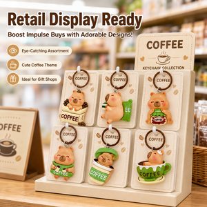 Porte-clés en résine Capybara, ensemble de breloques de sac animaux de dessin animé, accessoire cadeau léger, logo personnalisable - Product Image 2