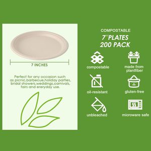 100% Compostable Heavy-Duty Natural Biodegradable Bagasse Sugarcane Eco-Friendly <strong>Disposable</strong> <strong>Plates</strong> - Product Image 5
