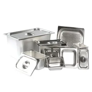Panela Gastronorm GN de aço inoxidável estilo americano, equipamento de cozinha para restaurantes e hotéis, 1/9 de 15 cm de profundidade