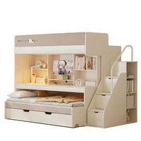 Lit mezzanine moderne pour enfants avec bureau, rangements et escalier – Lit superposé en bois pour gagner de la place dans la chambre