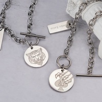 Collier Bijoux Mode Design Minimaliste Vieux Anglais Personnaliser Pendentif Vintage Collier Acier Inoxydable Hommes Plaqué Argent