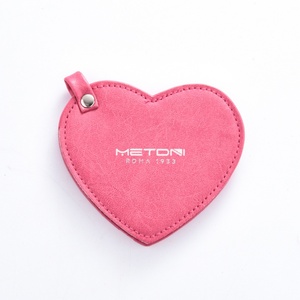 Espejos de Mano de Cuero PU con Forma de Corazón de Alta Gama al por Mayor, Espejos de Mano Giratorios de Color Rosa para Bodas - Product Image 1