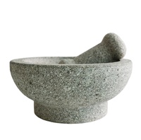 Pilon de mortier en pierre de granit fait à la main de style rétro précoce Outil d'activité parent-enfant créatif pour les herbes et épices à l'ail