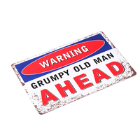 Impresión de cartel de estaño de advertencia decorativo Vintage, cuidado con el viejo gruñón, placas de Metal, cartel con eslogan para decoración de pared