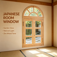 Ventana Arqueada de Pino Sólido, Marco Curvo de Madera Maciza para Decoración de Edificios Clásicos y Villas