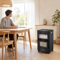 Chauffage d'appoint au gaz 2-en-1 avec ventilateur, chauffage électrique portable autonome à économie d'énergie avec télécommande