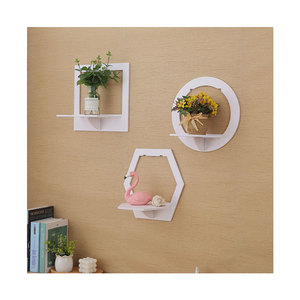 Scaffale Esagonale Decorativo da Parete per Casa, Mensola per Sfondo <span class=keywords><strong>TV</strong></span>, Appendiabiti per Camera da Letto, Balcone, Comodino, Porta Vasi - Product Image 1