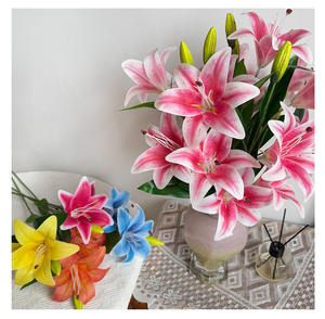 Decorazione per Tavolo da Pranzo, <span class=keywords><strong>Fiore</strong></span> di Lattice di Alta Qualità, <span class=keywords><strong>Fiore</strong></span> di Giglio Artificiale Stampato in 3D per Sale Matrimoni - Product Image 1