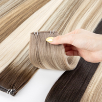 Extensions de cheveux humains vierges russes, trame nouée à la main, super fines et légères, invisibles, confortables, teintes