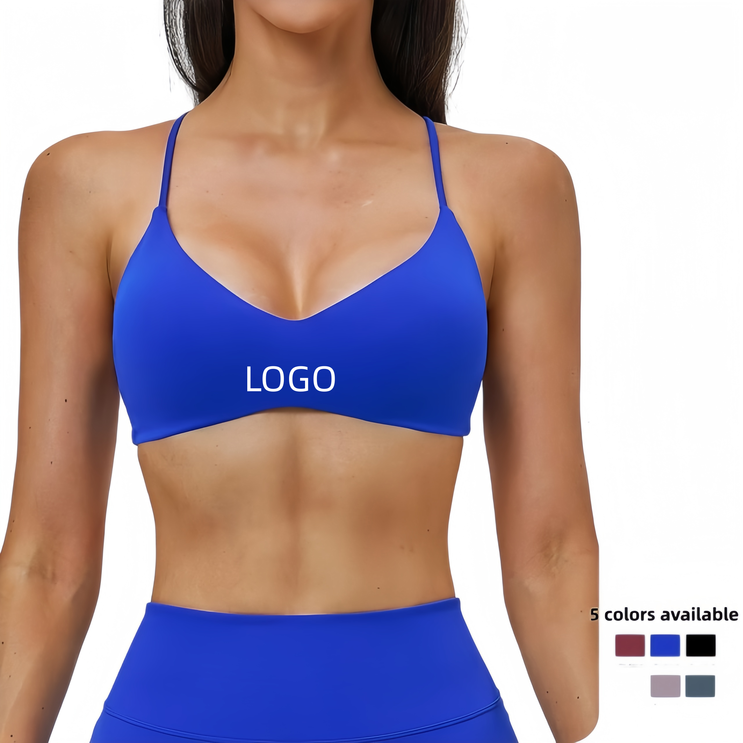 Newly Designed AIL Women's Y-shaped Shoulder Strap Yoga Top, Deep V-neck Sportswear, Detachable Pad, Fitness Running Sports Bra