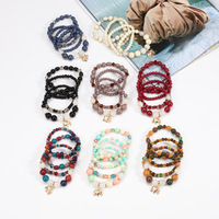 4 pièces ensemble vente chaude bohème Jade Bracelets en alliage de Zinc perlé Bracelet éléphant pendentif Bracelet ensemble en gros 9 couleurs