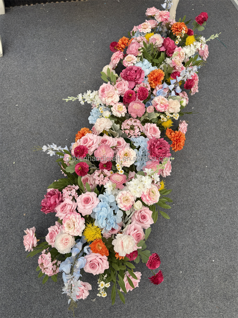 Chemin de table fleuri coloré de 150 cm