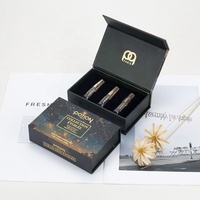 Boîtes en papier noir personnalisées, vides, pour échantillons de parfum, mini-boîtes cadeaux, emballage magnétique pour huile parfumée, flacon de parfum avec boîte
