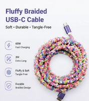 Câble de données USB-A vers USB-C Type-C Togudu en peluche, conception magnétique, charge rapide 60W, courant 2A, modèle T-143