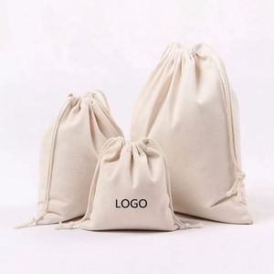 Reusable Shopping <b>Bags</b> Cotton Canvas Tote <b>Bags</b> With Designer Custom Logo Printed Small Cloth Cotton Linen <b>Drawstring</b> <b>Bags</b> - Product Image 5