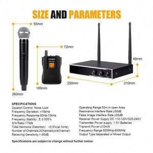 Sistema de Micrófono Inalámbrico Profesional UHF de Doble Canal con Auriculares y Micrófono de Mano de Largo Alcance para KTV, Transmisión en Vivo y Grabación - Product Image 6