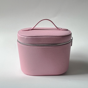 Pink Litchi Pattern PU Leather Makeup Bag Cylindrical Travel Toiletry Case <b>Large</b> Capacity Vanity Organizer Cosmetic <b>Box</b> Handle - Product Image 6