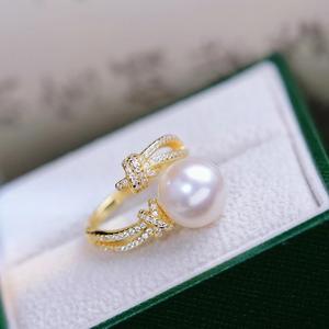 Base para Anillo de Plata S925, Accesorios para Perlas DIY, Anillo de Moda con Cuentas Redondas de 8-11 mm, Producto 10405 - Product Image 2