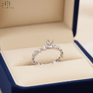 Anillo de boda de oro blanco macizo de 18 quilates con diseño de burbujas, el más popular y de moda, con diamantes naturales auténticos, engaste semimontado, para mujer. - Product Image 6