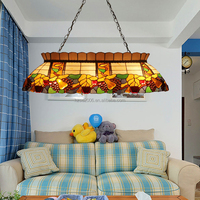 Estilo europeo 42 \ "colgante frutas patrón Tiffany vidrieras candelabro rectángulo para comedor Hotel iluminación Decoración