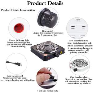 屋内屋外110V 220V 2000WポータブルスチールピクニックBBQ電気バーベキュープレートバーナー調理用ストーブ - Product Image 6