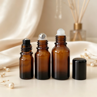 Flacons à bille en verre ambré ronds de 5 ml, 10 ml, 20 ml, 30 ml, 50 ml, 100 ml pour parfum, avec bille roulante en acier inoxydable