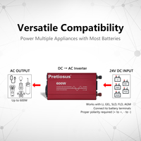Convertisseurs d'alimentation à onde sinusoïdale modifiée Pretiosus Inverter 600W 12V 24V 48V DC vers AC 100V 110V 120V 220V 230V 240V