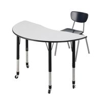 Ensemble de bureau et chaise d'école réglables avec roulettes, table d'étude incurvée, mobilier de classe mobile