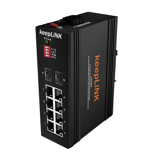 Industrial Equipment Gigabit Fiber 10 Port PoE Switch 8 Port Switch