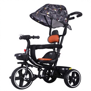 <span class=keywords><strong>Tricycle</strong></span> 3 en 1 pour enfants, pliable, avec auvent, poignée de poussée réglable, garde-corps de sécurité, <span class=keywords><strong>tricycle</strong></span> pour tout-petits, lumières musicales, panier, roues silencieuses - Product Image 3