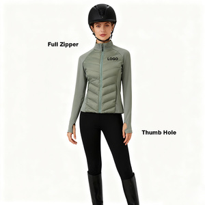 Veste d'<span class=keywords><strong>équitation</strong></span> pour femmes en duvet d'oie personnalisée avec fermeture éclair, coupe ajustée, manches longues pour la compétition et le sport - Product Image 1