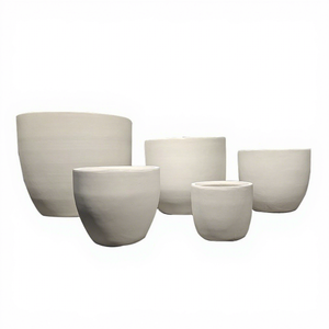 Grand pot de fleurs en fibre d'argile blanche léger, style européen simple, pour l'extérieur, avec trou de drainage, 15L, imperméable - Product Image 1